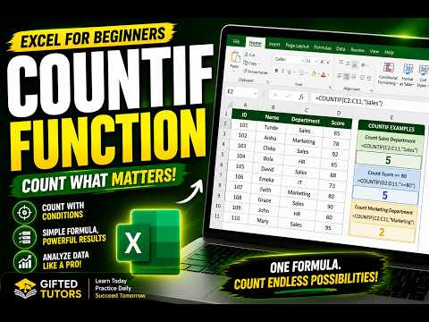COUNTIF Function in Excel | Count Data with Conditions | Beginner Tutorial