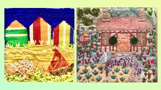 Scrap fabric slow stitch miniature scenes | beginner friendly #slowstitching #scrapideas