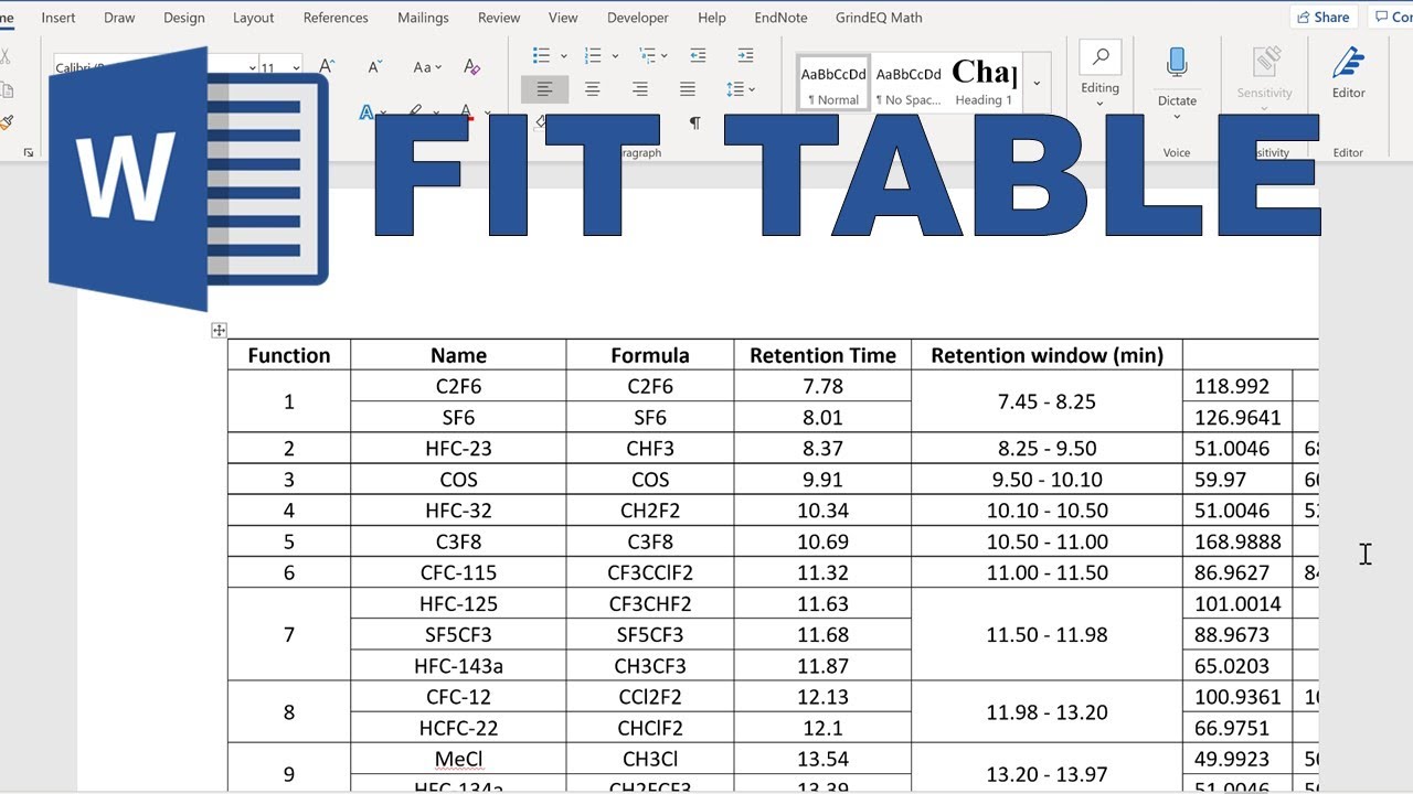 How to fit a table into a word document - YouTube