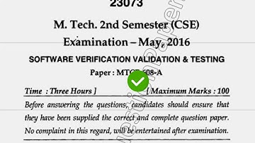 2016 Mdu Mtech CSE 2nd Sem Software Verification Question Paper