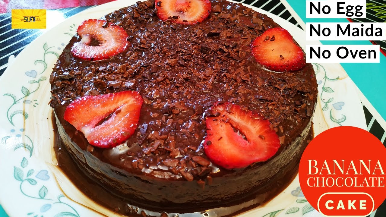 No Oven Cake Tasty Yummy Chocolate Banana Cake Recipe No Egg Banana baking-eggless-banana-cake-without-oven-youtube