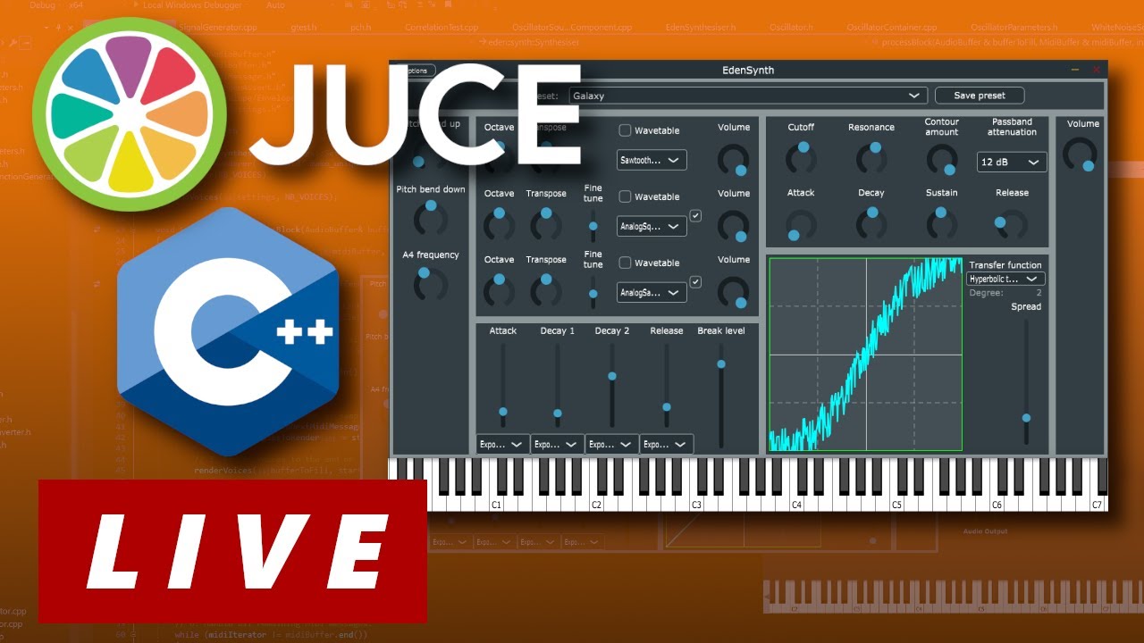 Virtual Analog Synthesizer Plugin in JUCE C++ Framework | Live Coding ...