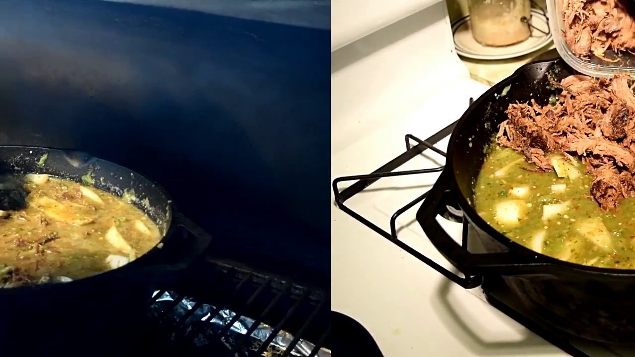 Pulled Pork Green Chili on the Green Mountain Grill YouTube