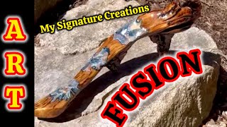 350. My NEW Technique FUSION Fluid Art w/ Natural Wood, Flow Art, Wood Art, Abstract Art