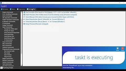 taskt rpa - Set Engine Pref. - Notepad with arguments - Send mouse click