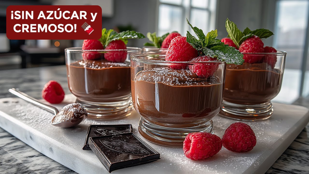 ¡Mousse de Chocolate MÁS CREMOSO! 🍫 | Sin Azúcar, Sin Batir (Con Yogur Griego)