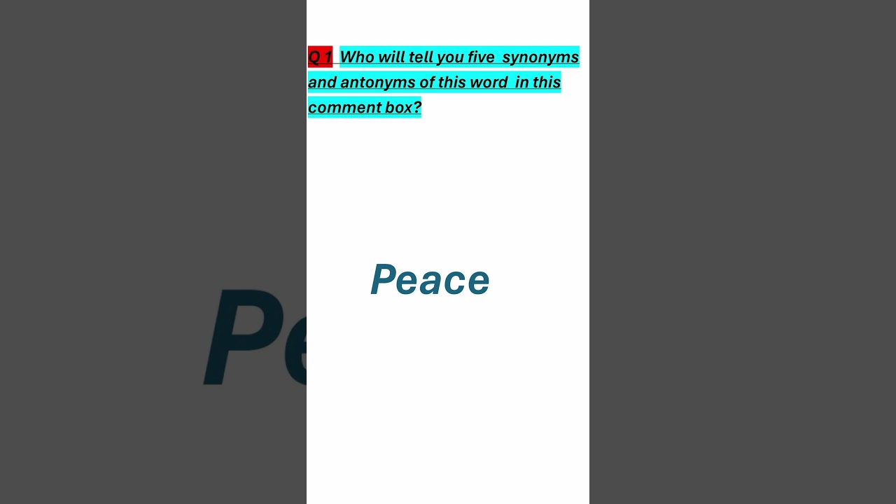 Word Warriors Unite! 💪 5 Synonyms & Antonyms for Peace! 🌍