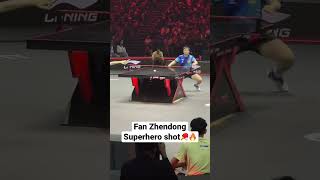 Fan Zhendong with a super hero shot🏓😱 Strongest backhand in the game?? #tabletennis #fanzhendong Fan Zhendong with a super hero shot🏓😱 Strongest backhand in the game?? #tabletennis #fanzhendong