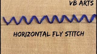 Horizontal fly stitch | Wave Stitch | Hand embroidery stitches | Embroidery tutorial | vb arts