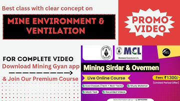 MS OM Live Classes/Class 3 Mine Ventilation/Full Video Available on Mining Gyan app