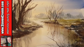 painting watercolor river watercolour simple scene landscape easy paint tutorial paintings demo artists water watercolours cronin trees steven demonstration exposure