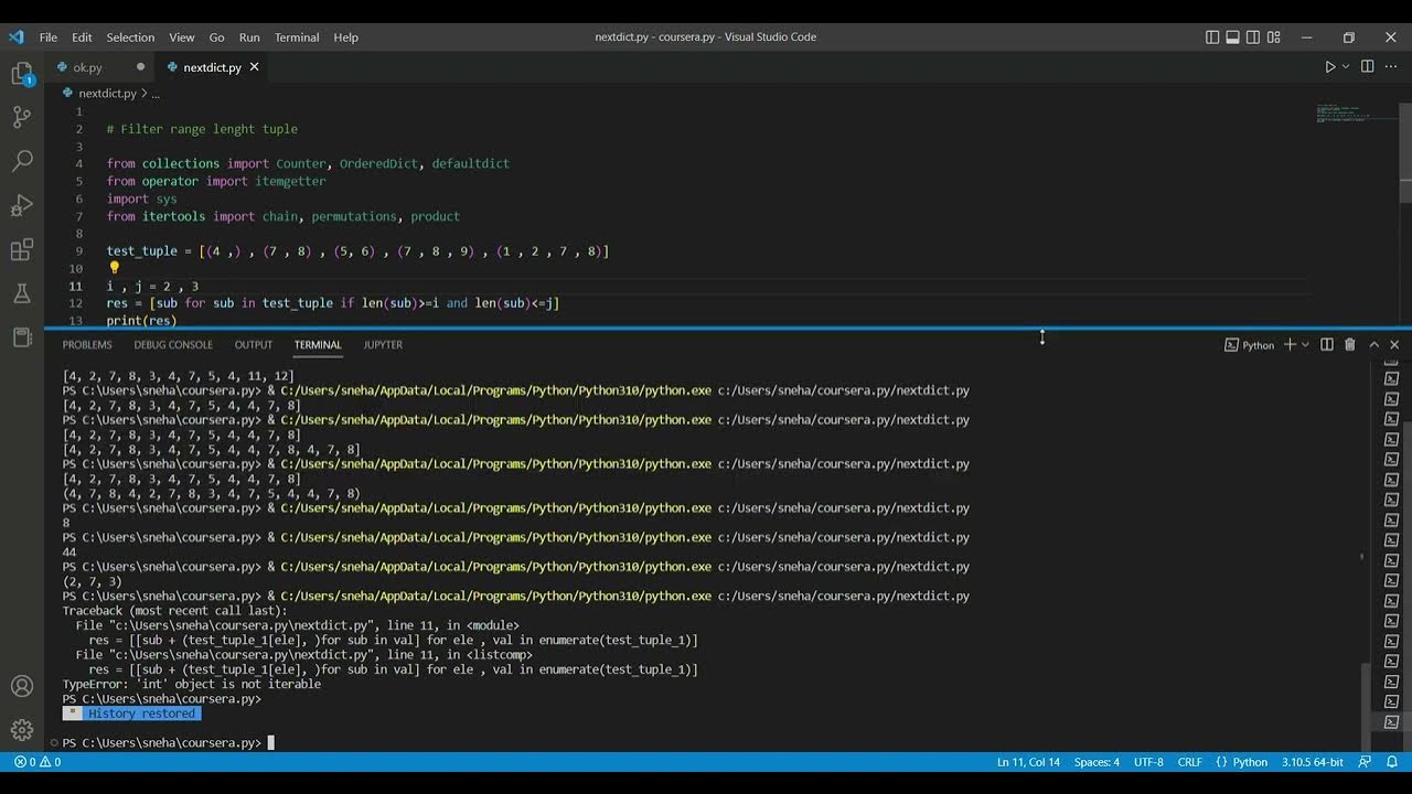 Filter range length tuple in python - YouTube