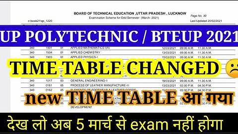 #BTEUP today latest update | bteup time table 2021 changed | up polytechnic new time table 2021 news