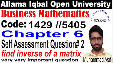 aiou business mathematics 1429/5405 code chapter 6 self-assessment question 2 with easy method