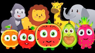 Animals Dance Party  * Watermelon & Funky Fruits Baby Sensory - Fun Video with music and animation !