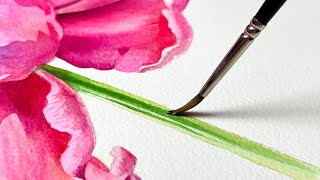 HOW TO PAINT FLOWER STEMS 🌸 Watercolor Techniques and Tips for Beginners