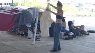 PHILADELPHIA UNEDITED- HOMELESS ENCAMPMENT NEAR MILLION DOLLAR HOMES