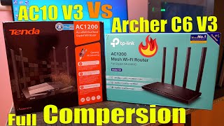 TP Link AC1200 Archer C6 v3 vs Tenda AC10 AC1200 v3 complete in depth comparison with Test