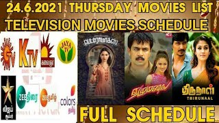 24.6.2021 Thursday Television Movies List|Sun tv|K tv|Zee tamil|Full Schedule|Smart Pictures