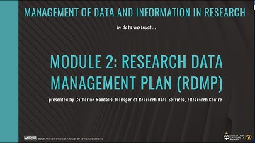 Module 2: Research Data Management Plan – James Cook University