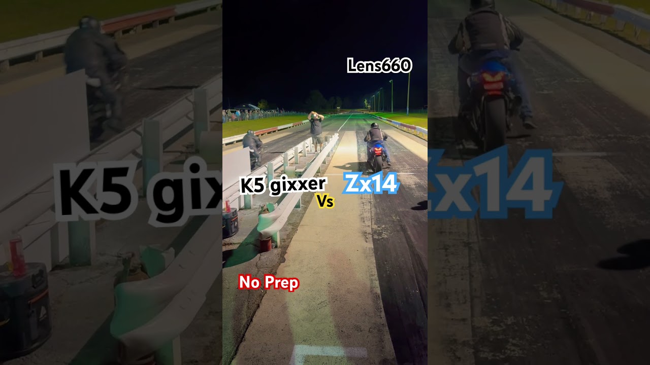 K5 gixxer vsZx14 #lens660 #noprep #gsxr1000 #dragrace #motorcycle #suzuki #kawasaki #dragrace