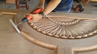 Using FIRE for WOOD PROCESSING // Modern front door with beautiful curves