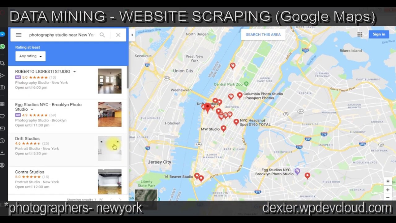 Data Mining Samples -  Gmaps, Photographers,  NY