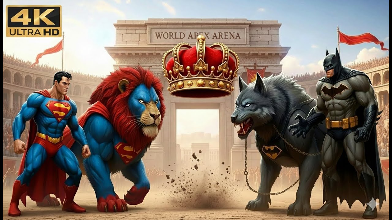🎬TEAM SUPERMAN 🦸‍♂️ + 🦁 SUPERMAN LION  VS TEAM BATMAN 🦇 + 🐺BATMAN WOLF  | World Apex Arena 2026 | 4K