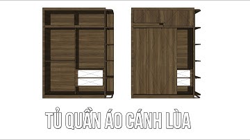 Hướng dẫn chi tiết vẽ tủ quần áo cánh lùa đơn giản
