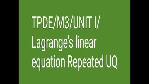 TPDE/M3/Unit I/LaGrange