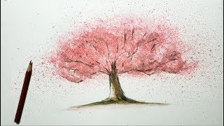 色鉛筆で桜を描いてみた 風景画 簡単 Youtube