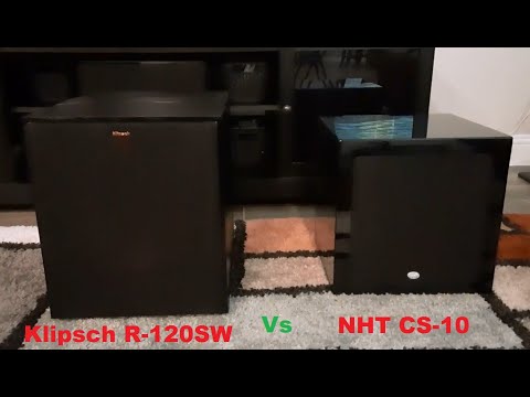 NHT CS-10 vs Klipsch R-120SW shootout
