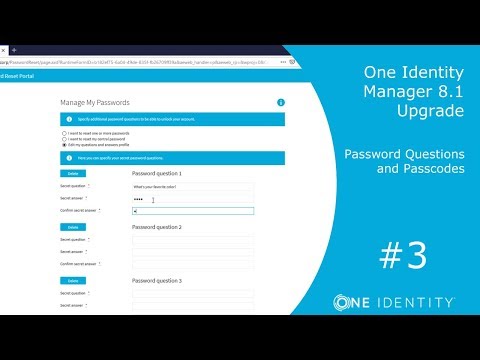 One Identity Manager | Upgrade 8.1 #3 | Password Questions and Passcodes