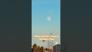 Moon and Sun, close to the northern pole #sun #moon #sweden #europe