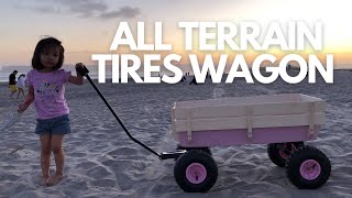 Sanch Ancha Heavy Duty Steel Wooden Side Support Cargo Wagon with 10” All-Terrain Air Tires