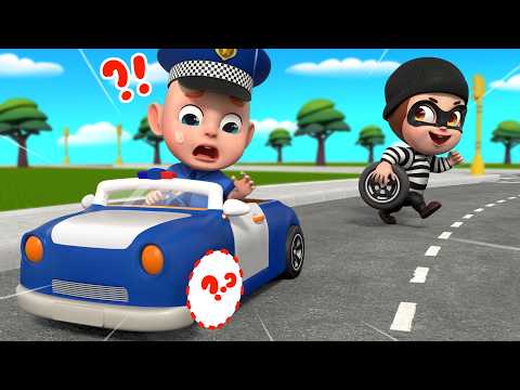 Oh No! A Thief Stole Rob’s Police Car Wheel 🚓| Police Baby Song | Rosoo Sing Along & Nursery Rhymes