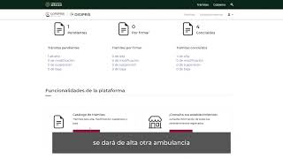 Aviso de funcionamiento y responsable sanitario de establecimiento servicios de salud: Ambulancias