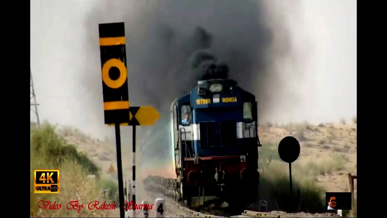 Indian Railways  run through Delightful Desert with Musical Chugging sound in  4K Compilation