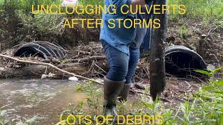 UNCLOGGING CULVERTS WITH MASSIVE AMOUNTS OF DEBRIS FROM LOTS OF RAINFALL 08/2023