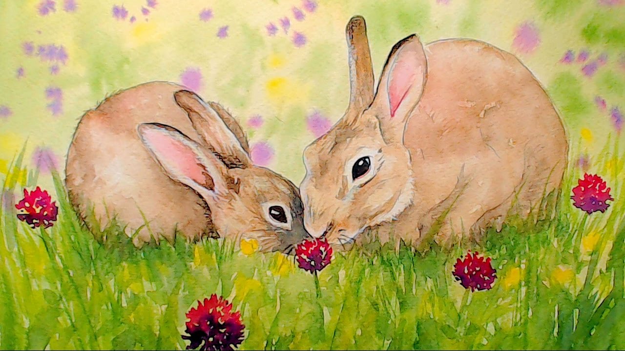 Bunnies in Watercolor LIVE painting lesson 12:30pm ET - YouTube