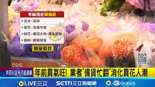 新年倒數! 花市馬拉松開跑 除夕前連5天不打烊 年前買氣旺! 業者'備貨忙翻'消化買花人潮 │記者 鮑琇微 黃政杰│新聞一把抓20260212│三立新聞台