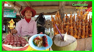 Cambodia street food - Along national road No 2 - Good enough with grilled frog and a fresh coconut