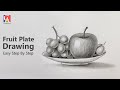 How to draw fruit in plate with shading  step by step drawing for beginners