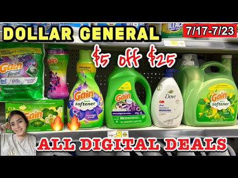 All Digital Deals At Dollar General $5 off $25 & $5 off $30 Gain Only 7/23