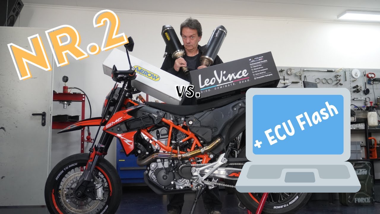 KTM SMC R 690 EURO5:  Leovince Nero vs. ARROW - Teil.2  Test mit ECU Flash⚡⚡😅