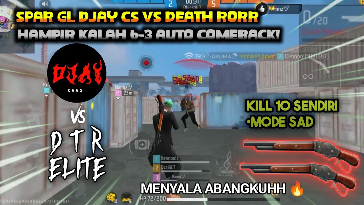SPAR GL DJAY CS VS DEATH ROR!! HAMPIR KALAH 6-3 AUTO COMEBACK !! | free fire Indonesia