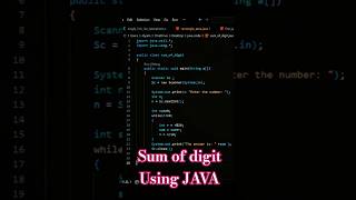 Calculate the Sum of Digit using JAVA. #youtubeshorts #viralvideo #trending #coding #javacoding