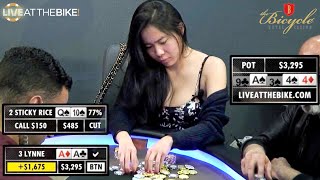 Lynne Runs Hot vs Jamie Gold, StickyRice1, WinoPoker & Friends ♠ Live at the Bike!