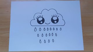 تعلم الرسم للاطفال/رسم سحابة مطر كيوت