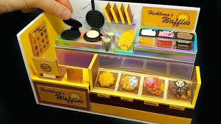 DIY Miniature Realistic Shop -  Waffle shop decor ! Real Waffle machine ~